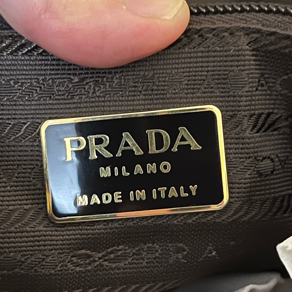 Authentic Prada Brown Tessuto Chain Drawstring Backpack small - Picture 8 of 11